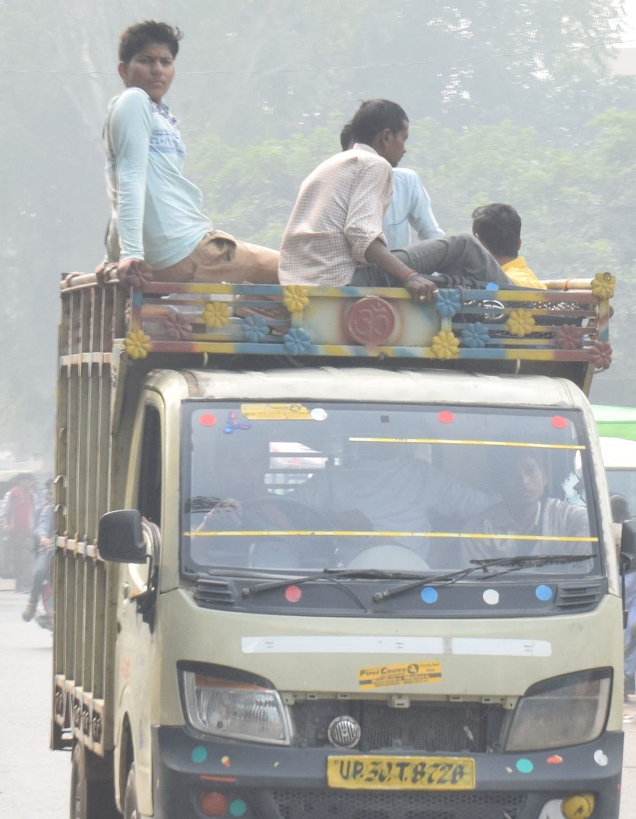 goods transport carrying people, life in danger