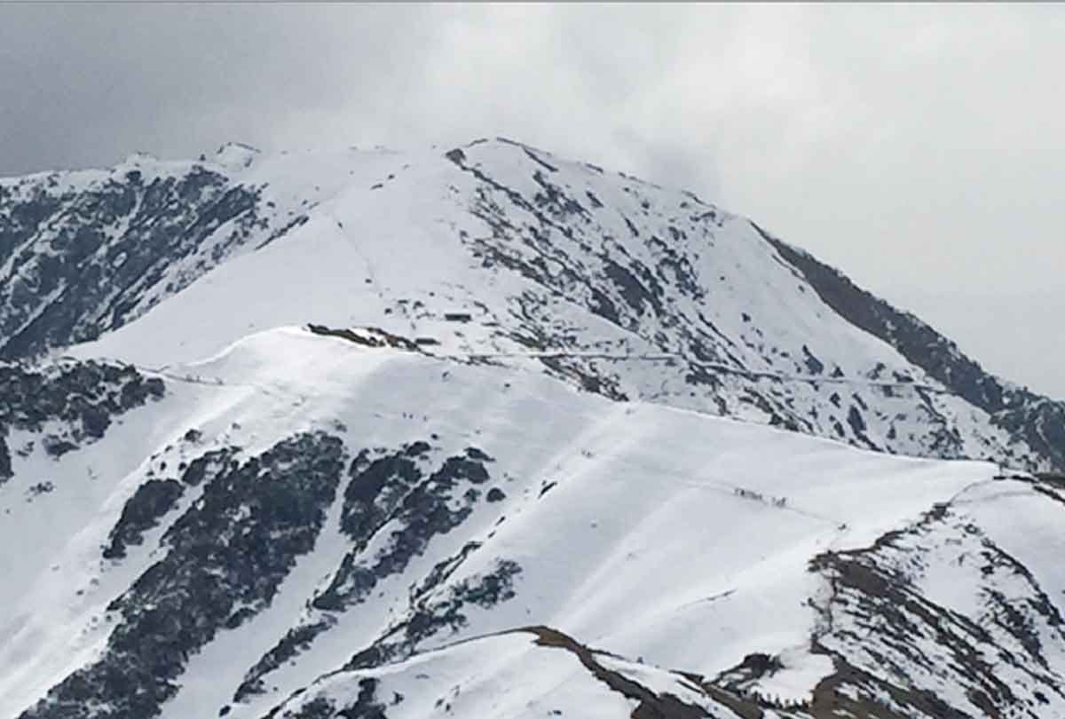Snowfall in Nukanali and Kailash Kund mountains in Kathua, Jammu Kashmir