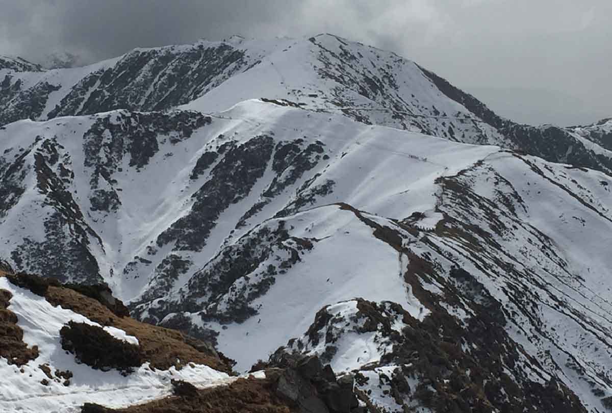 Snowfall in Nukanali and Kailash Kund mountains in Kathua, Jammu Kashmir