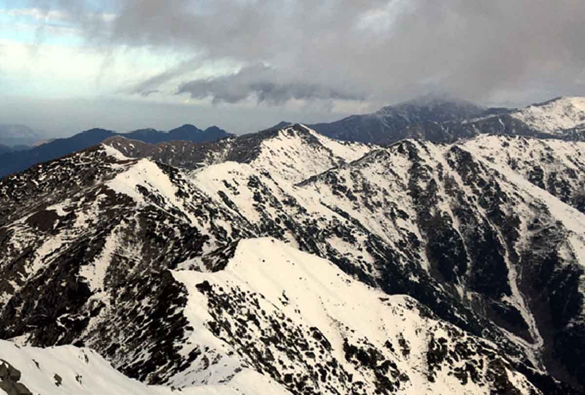 Snowfall in Nukanali and Kailash Kund mountains in Kathua, Jammu Kashmir