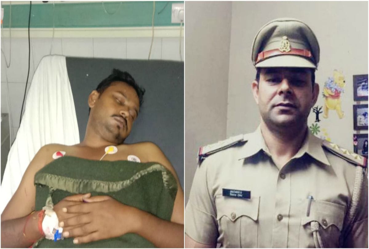 UP police officer save injured man life by blood donate in agra