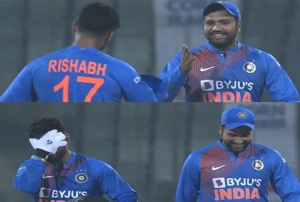 Rohit Sharma gave hilarious reaction to pant after unsuccessful drs against soumya sarkar