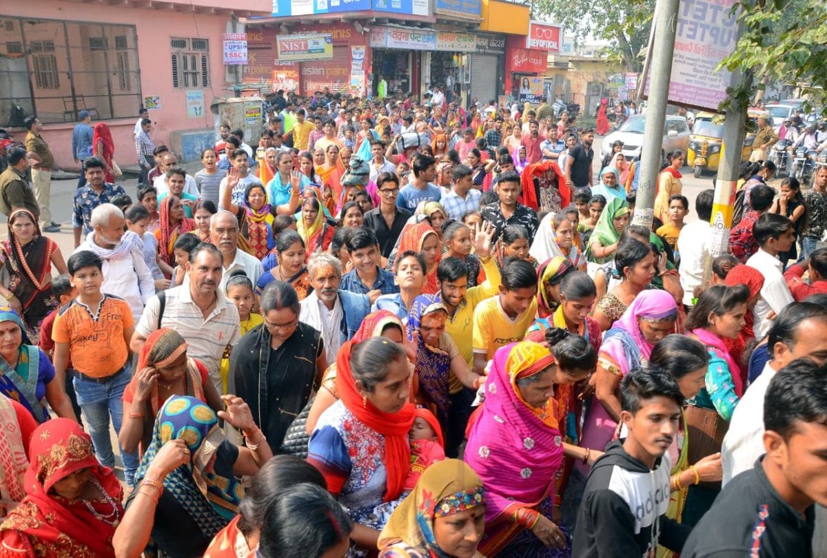 huge crowd of devotees gathered for mathura parikrama on akshay navami