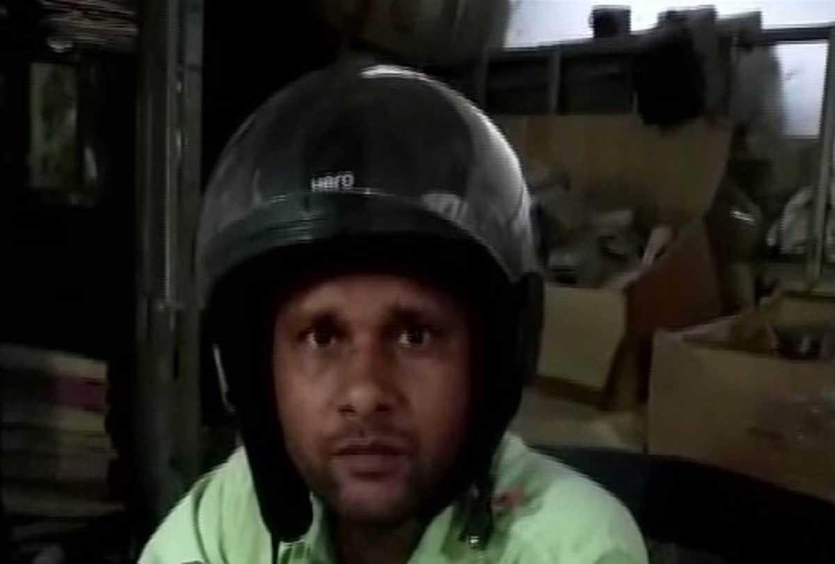 government employees of banda electricity department wear helmets in office to protect themselves