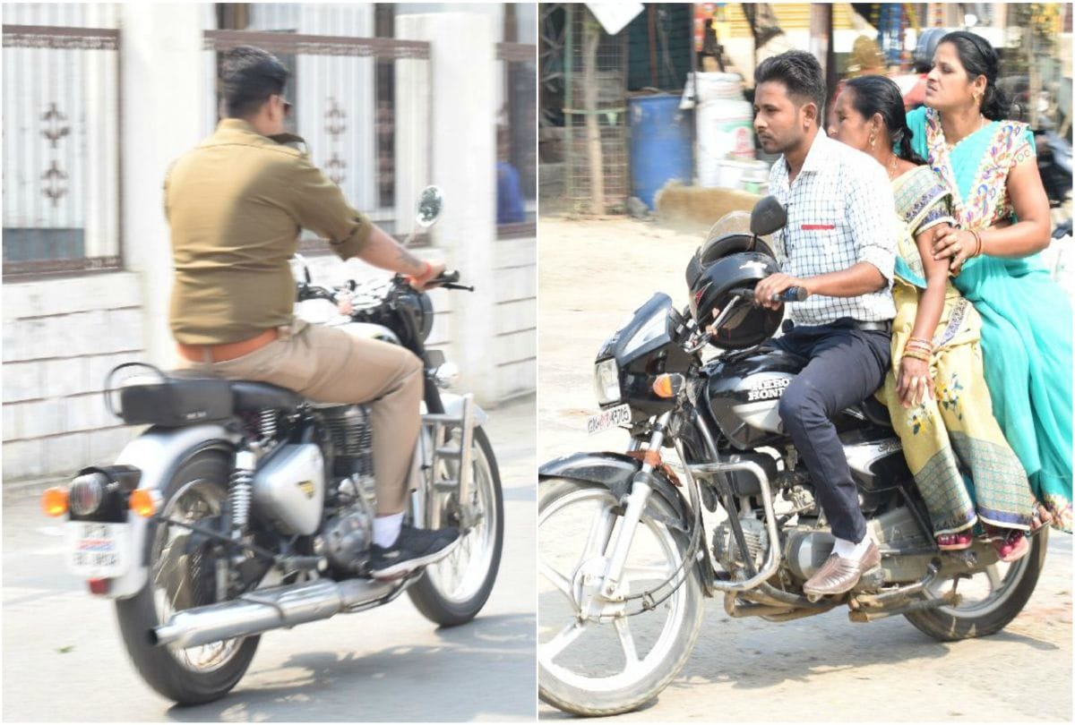 traffic rules violation by policemen in mainpuri