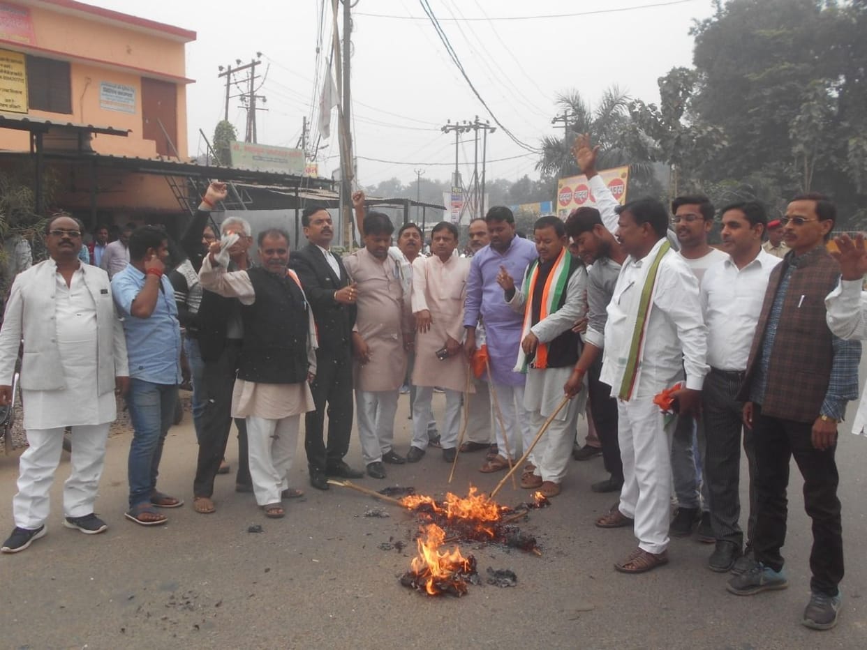 Congressmen burnt effigy of Energy Minister