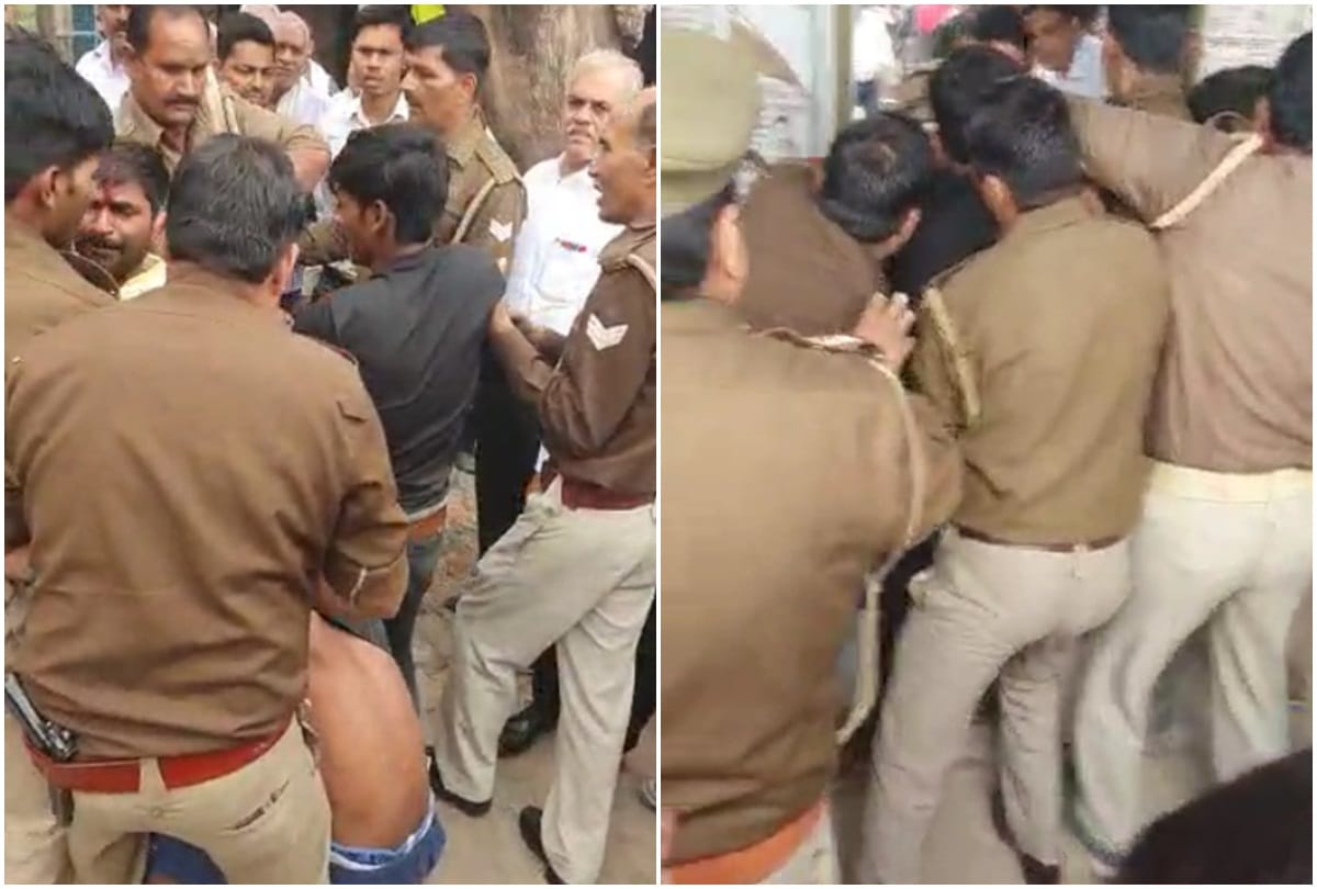 attack on police team while arresting thief in hathras