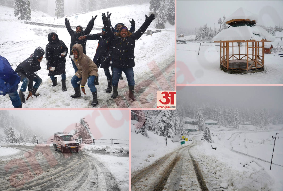 first heavy snowfall in kashmir gulmarg, latest photos of snowfall kashmir 2019