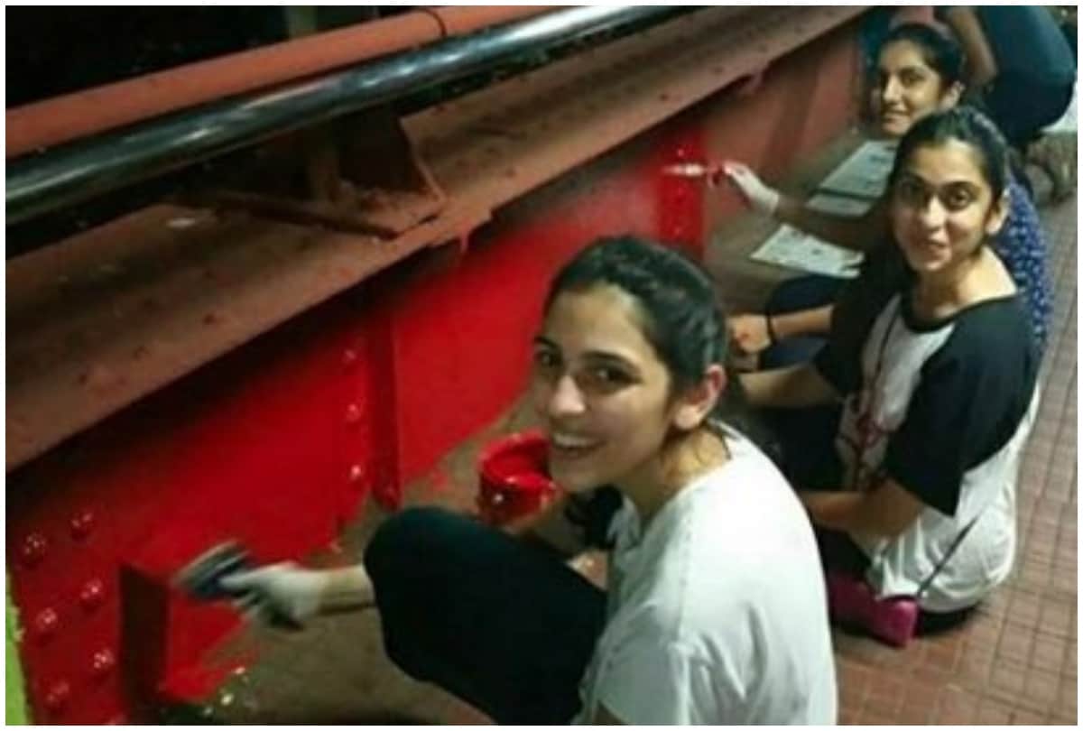 Shloka Mehta painting Mumbai railway station wall old photos viral