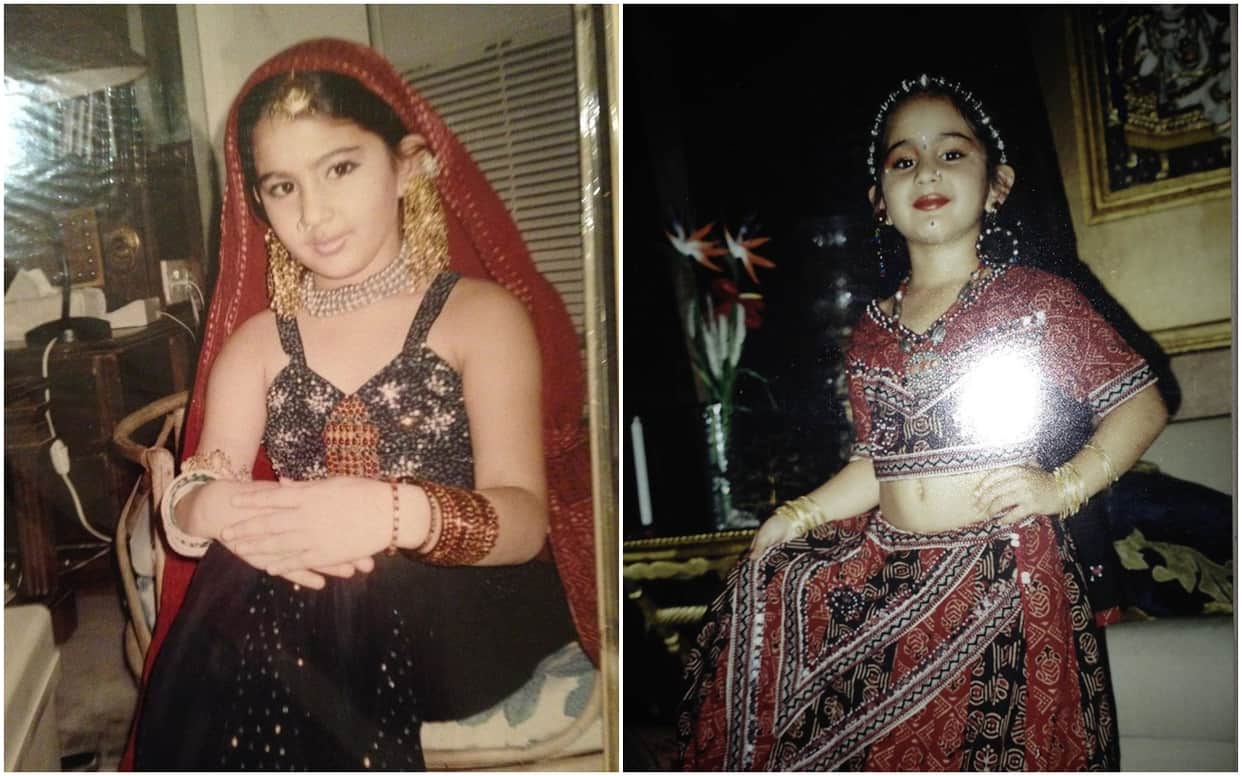 Throwback Thursday Sara ali khan Shares Her Childhod pic in lehenga choli