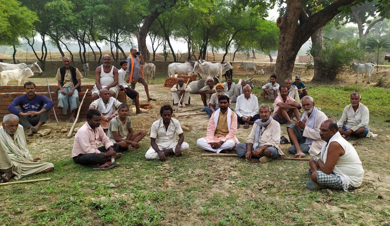 Disappointed with the government, farmers built their own cowshed