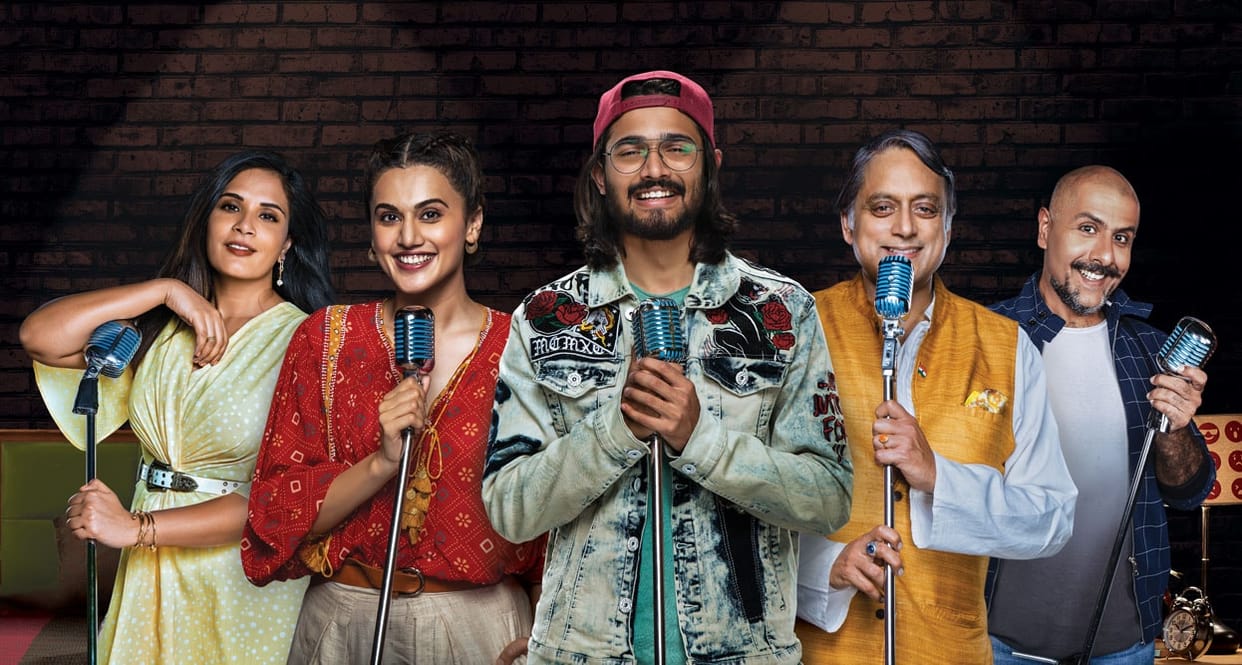 Shashi Tharoor Turns Stand up Comedian Actress Tapsee and Richa Crack Jokes with Bhuvan Bam