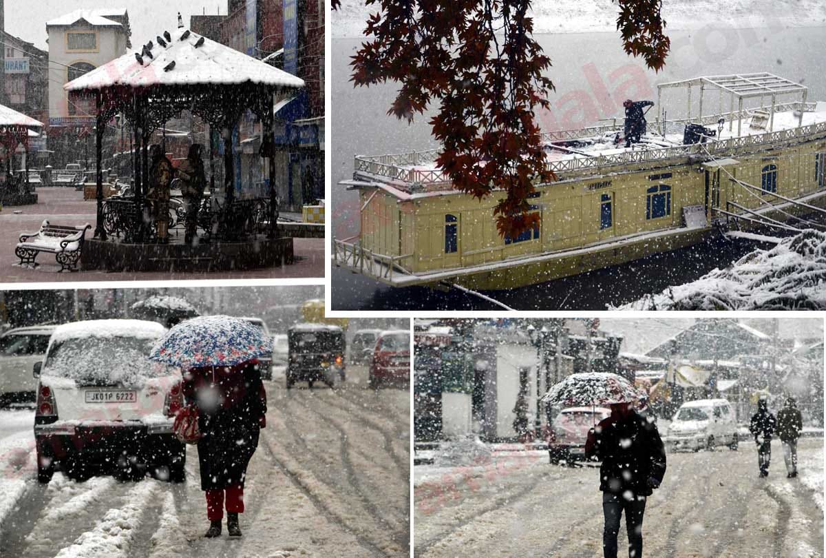 Heavy snowfall in srinagar Jammu Kashmir, latest snowfall photos