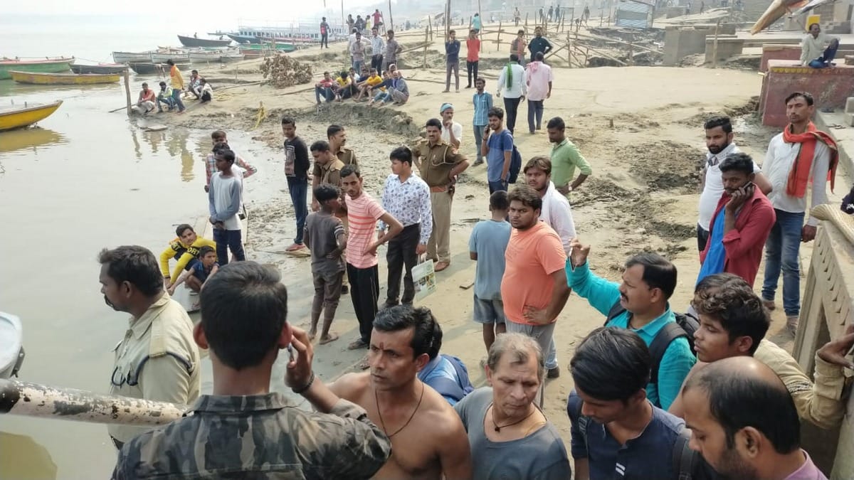 dead body could not found yet two student drowning in ganga tulsighat during bath in varanasi