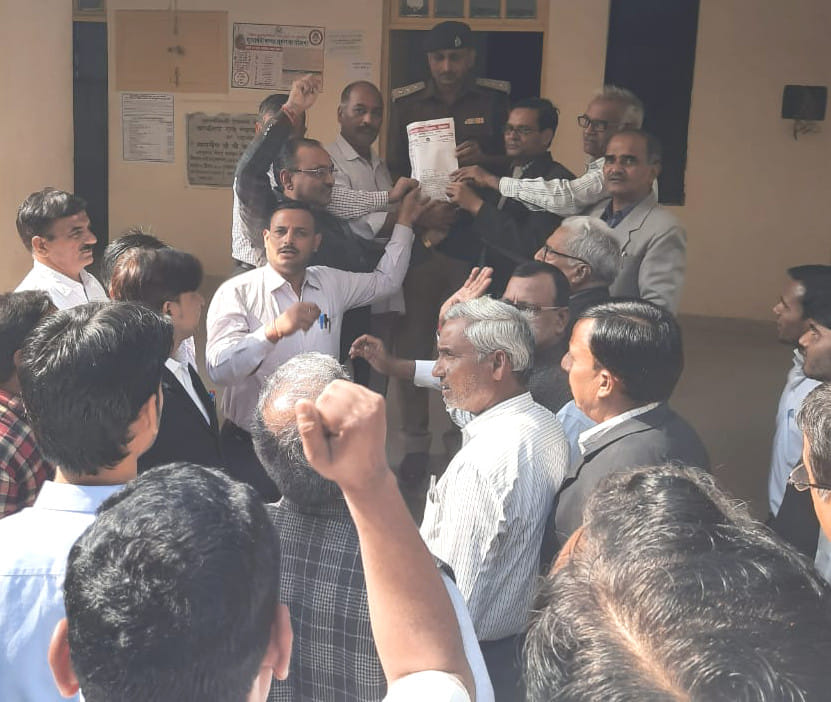 Lawyers on strike to protest the harassment of advocates