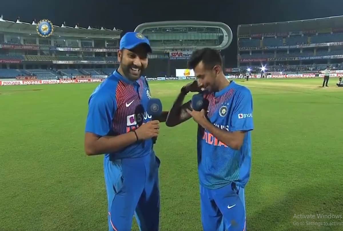 Rohit sharma says to Chahal  you dont need big muscles to hit sixes in a match