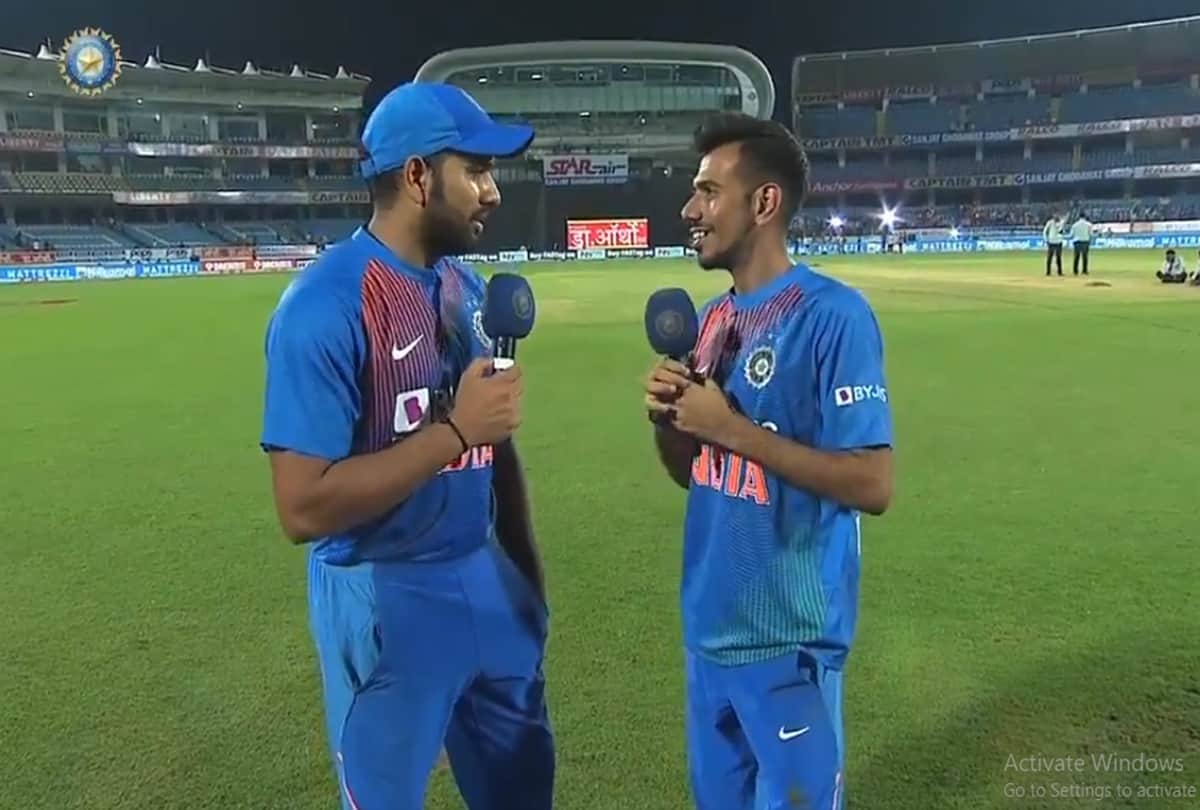 Rohit sharma says to Chahal  you dont need big muscles to hit sixes in a match