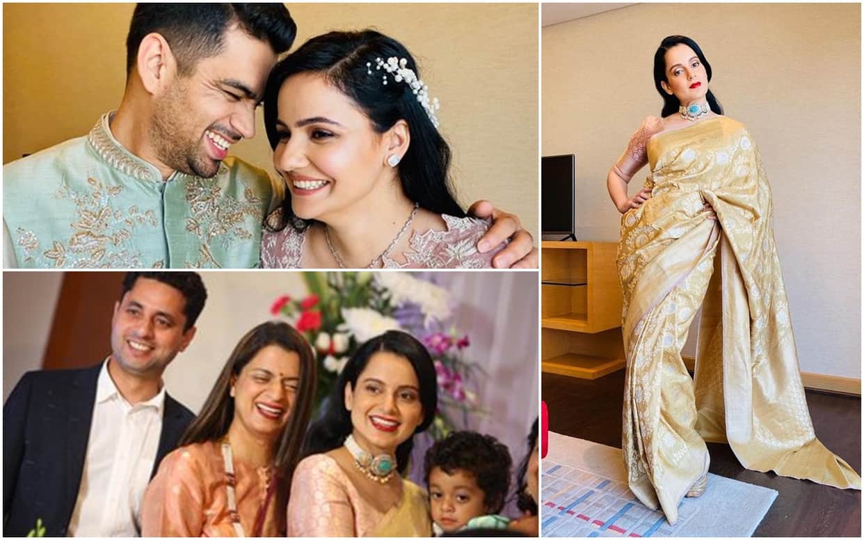 Kangana Ranaut Brother Akshat Engagement Pics viral actress in a celebration mood