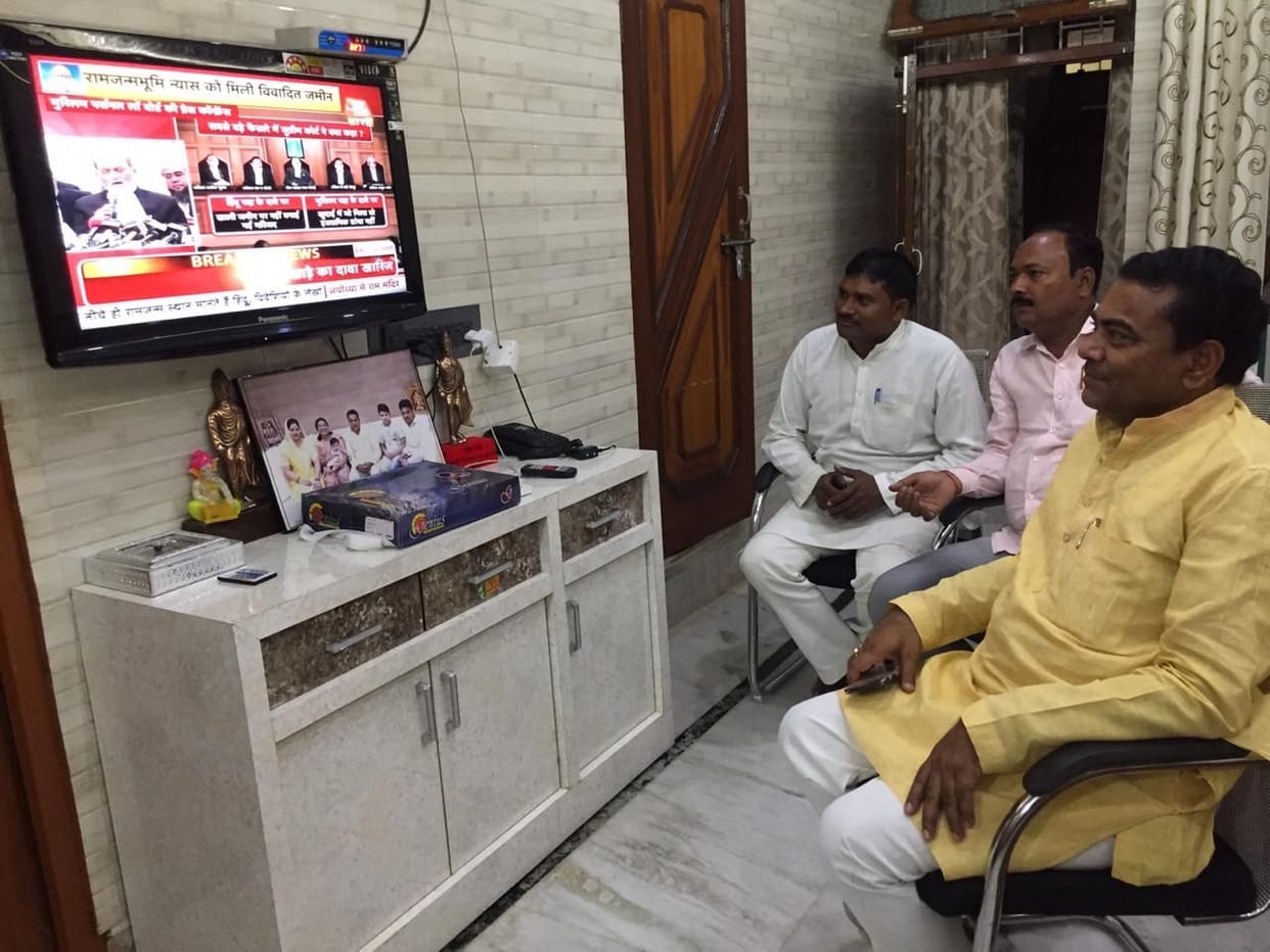 BJP people kept watching TV with family in their homes