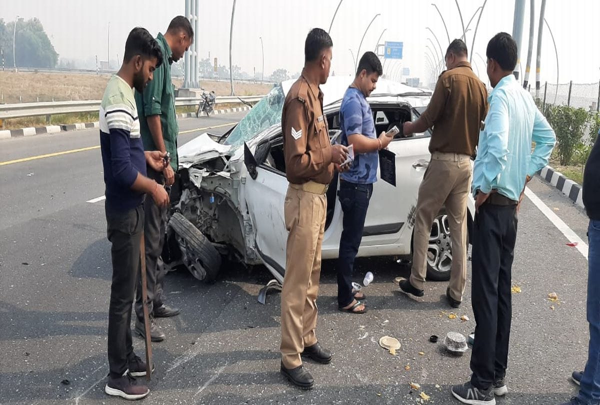 car overturned on agra lucknow expressway in firozabad