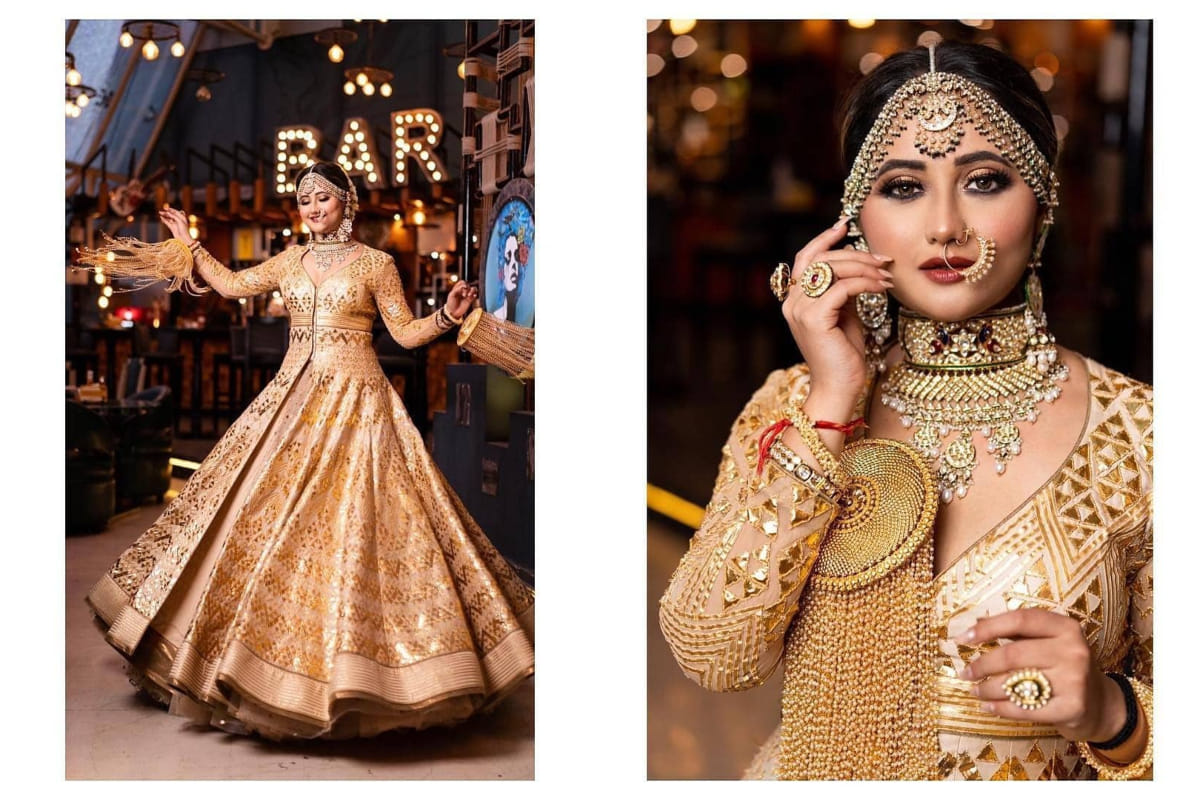 bigg boss 13 contestant rashami desai looks stunning in bridal lehenga