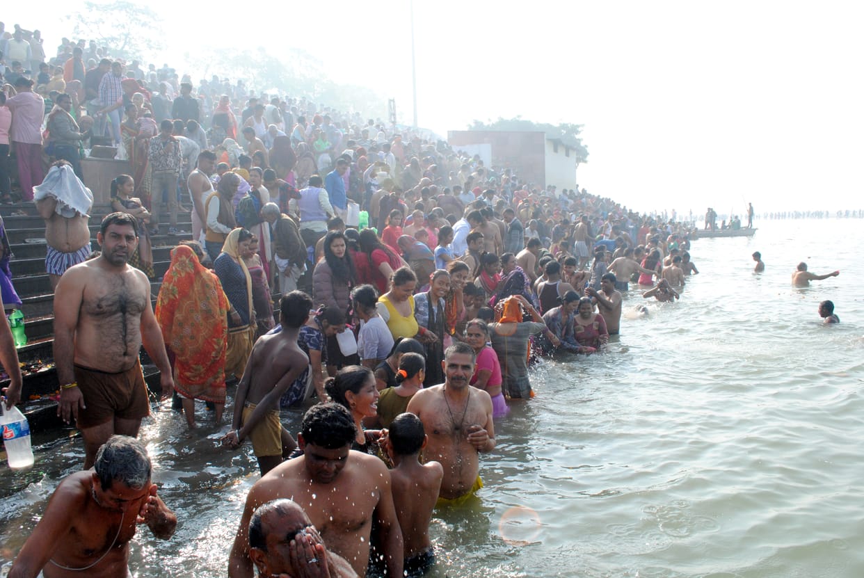 Wishing happiness, peace and prosperity after bathing the Ganges