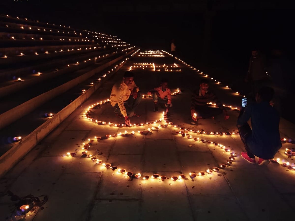 dev deepawali kashi ready for celebration lamps ganga ghat varanasi