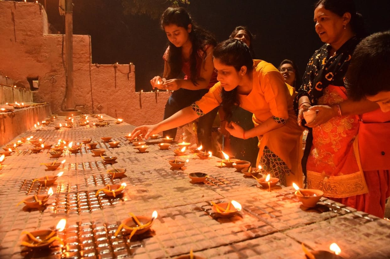 Ghats illuminated with thousands of dias on Dev Deepawali