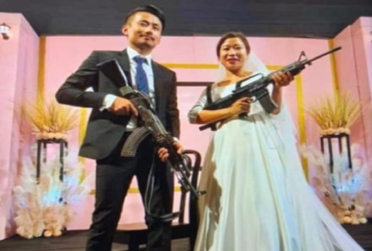 Nagaland rebel leader son and daughter in law pose with automatic assault rifles pics gone viral