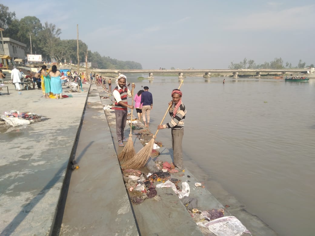 Cleaning work of Shukatirtha Ganga Ghat started