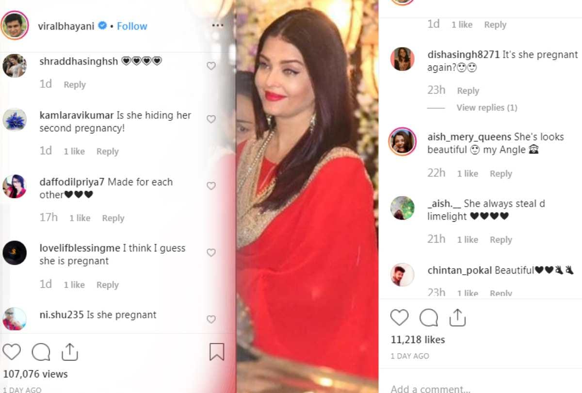 Aishwarya Rai Bachchan spotted at Ambani Party User asked she is pregnant