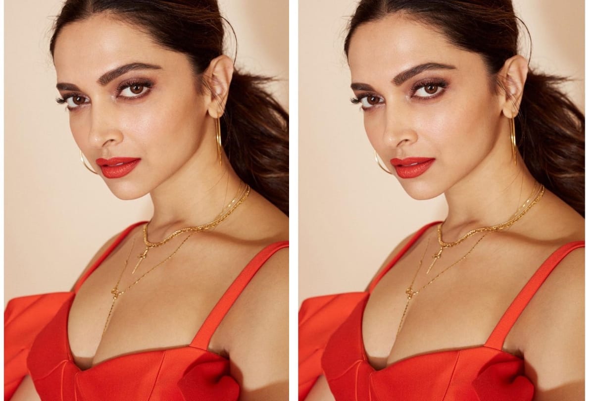 deepika padukone post photos in red hot middy dress