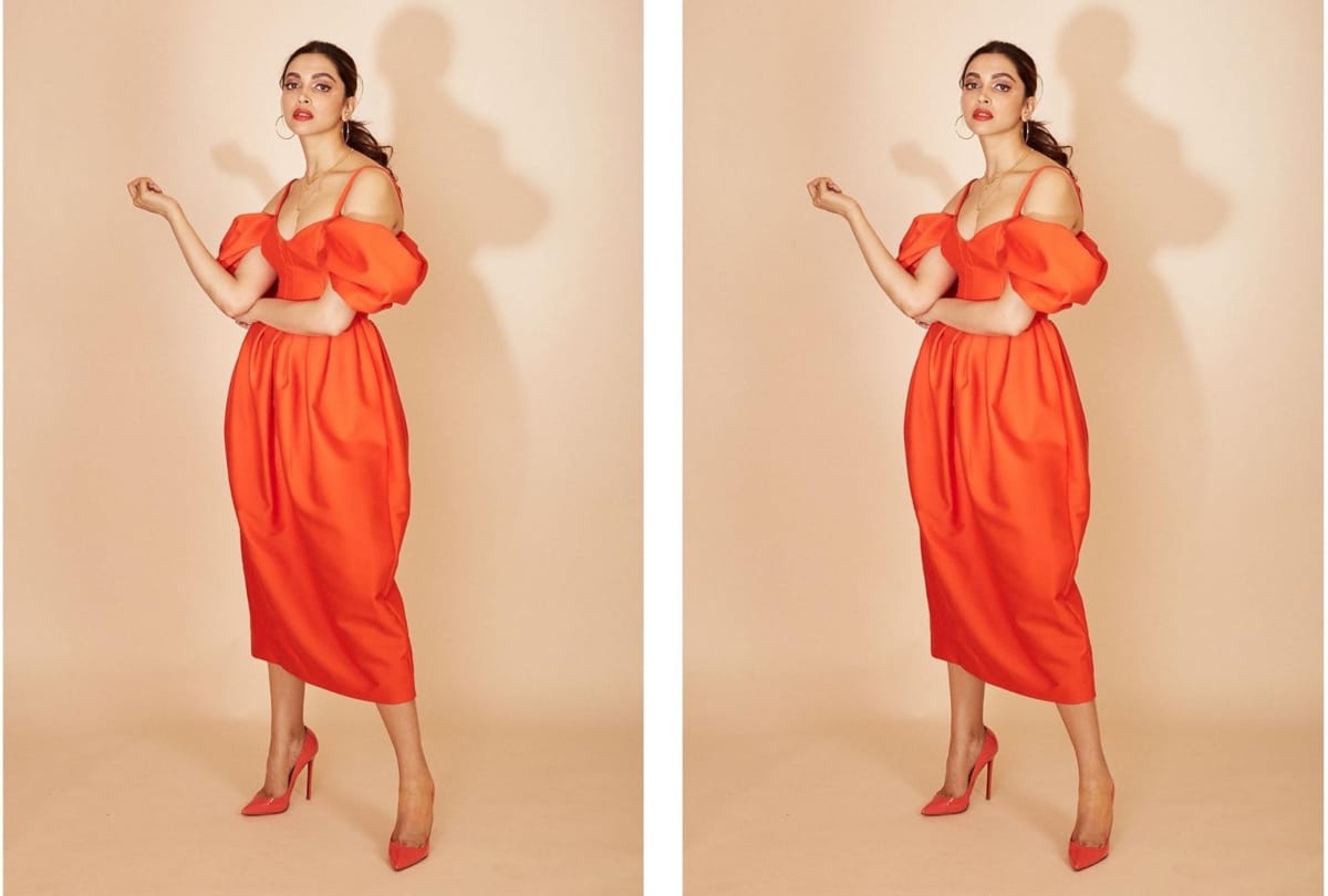 deepika padukone post photos in red hot middy dress