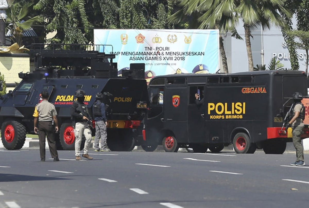 suspected suicide bombing outside a police station in Indonesia