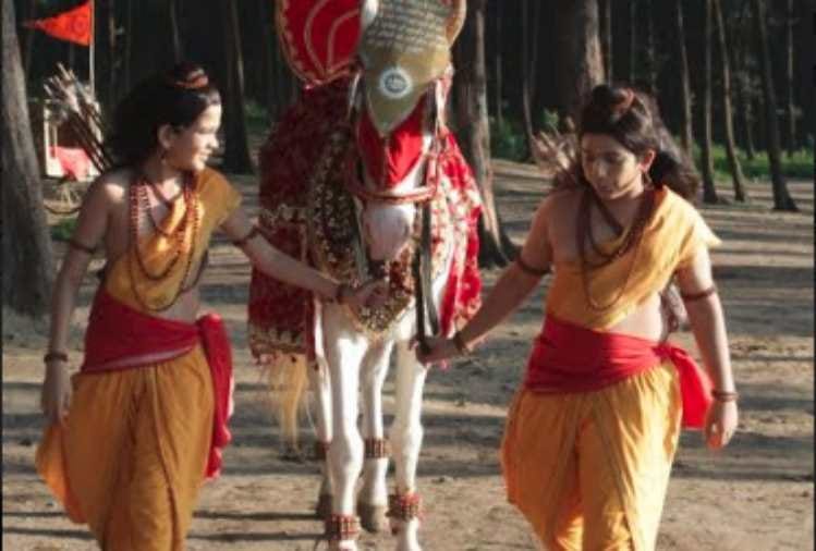 luv kush friendship with horse at set of serial ram siya