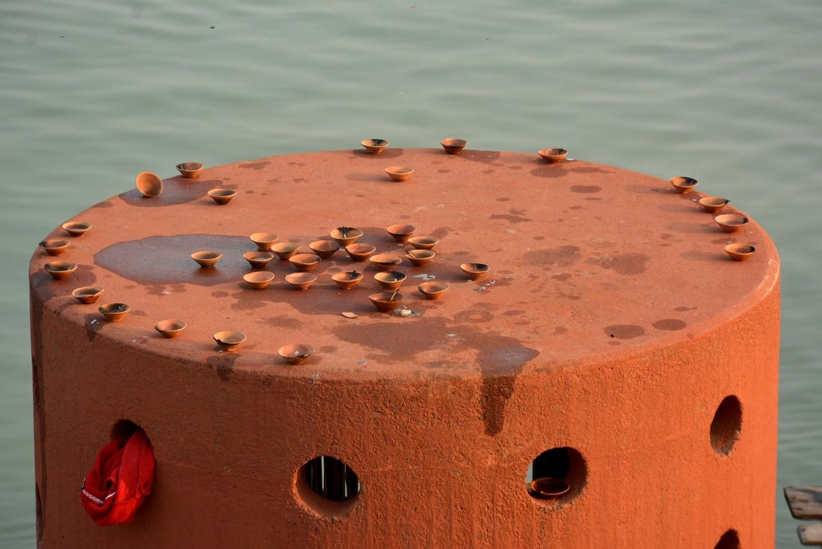 Dev Deepavali dirt is lying on Gangas Ghat Varanasi