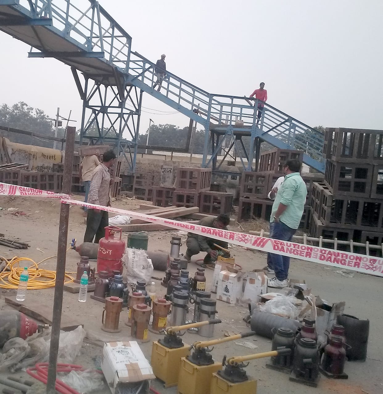The work of raising the iron bridge in Shamli started
