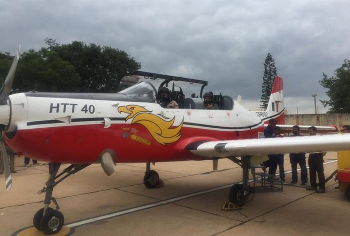 Air Chief Marshal Rakesh Kumar Singh Bhadauria today flew training aircraft HTT40