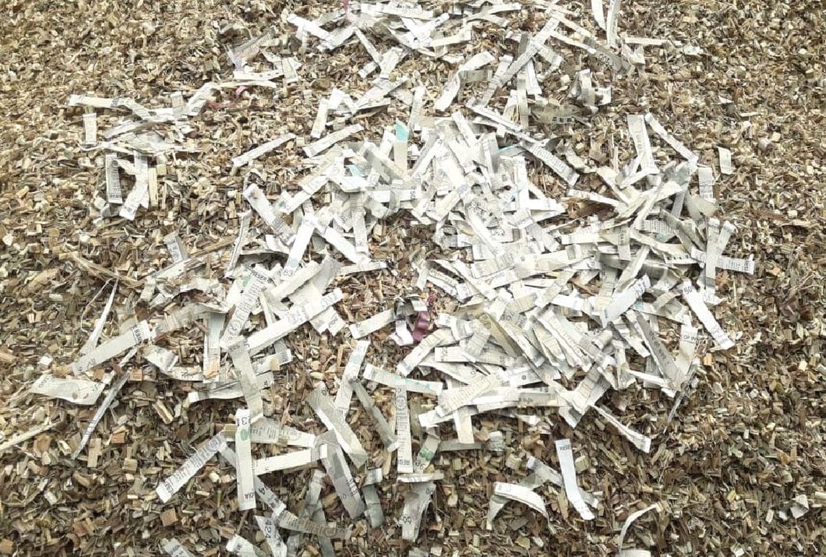 currency of 41 thousand rupees cut in peaces in agra