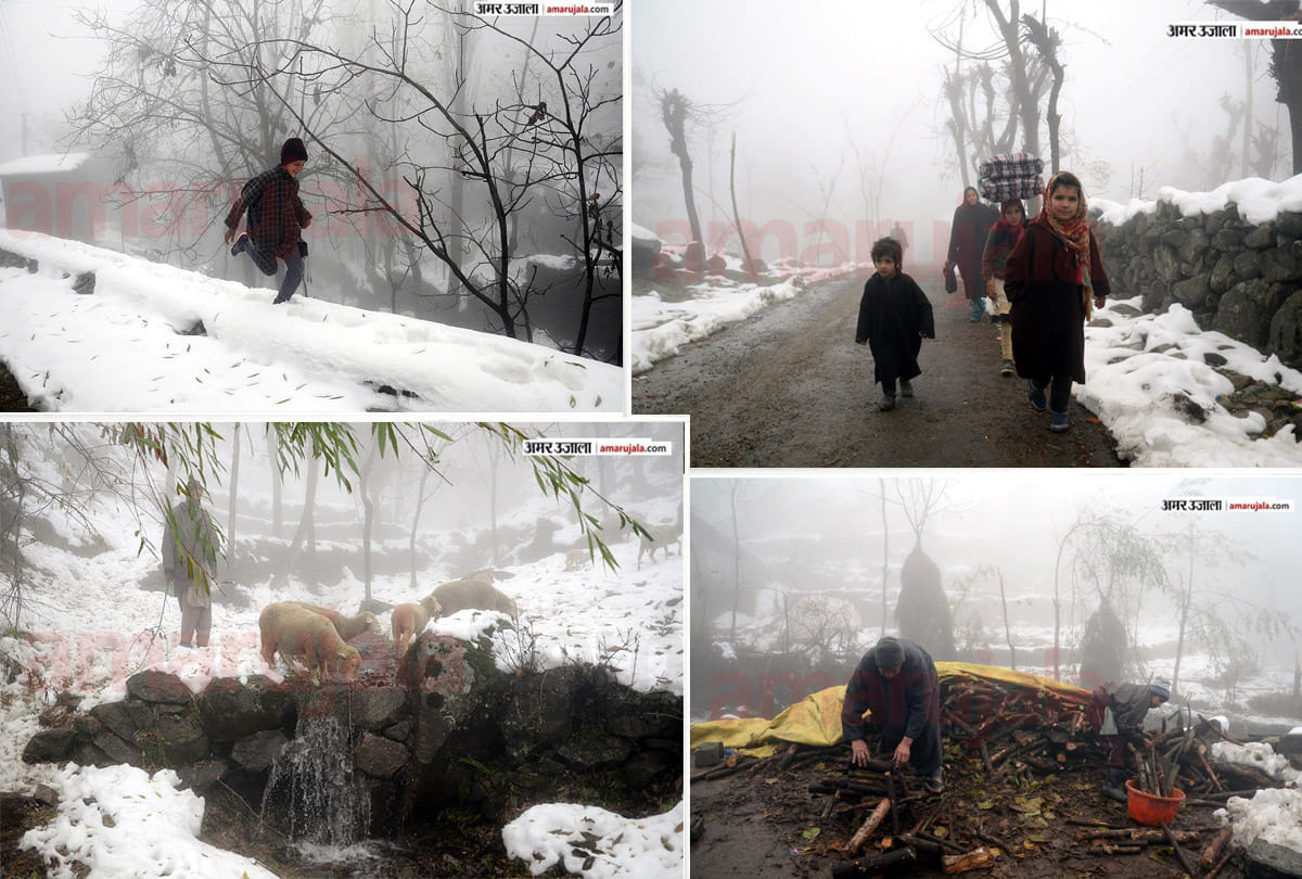 Snowfall started again in mountainous areas of Union Territory of Jammu Kashmir