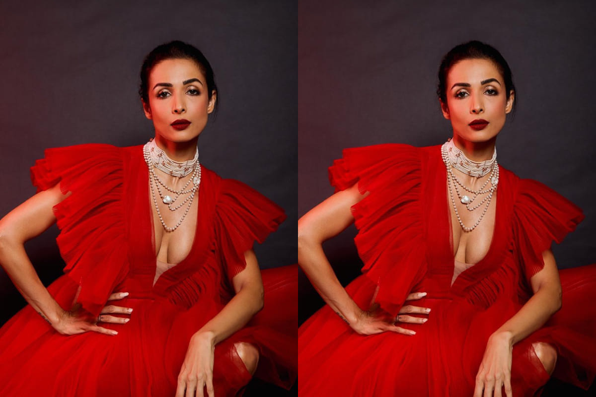 malaika arora gorgeous look in red hot dress at global awards 2019