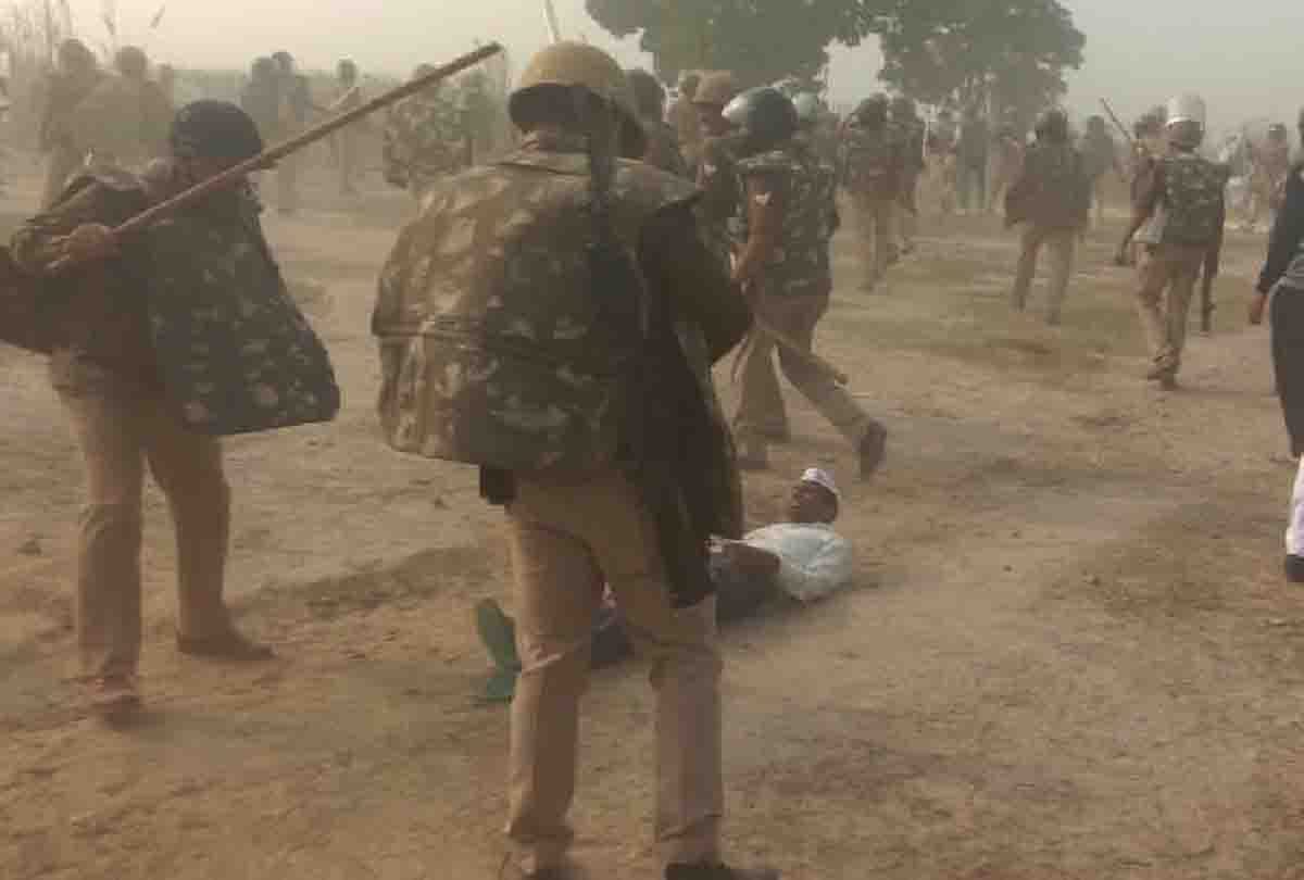 Six hours of fierce struggle between police and farmers in unnao