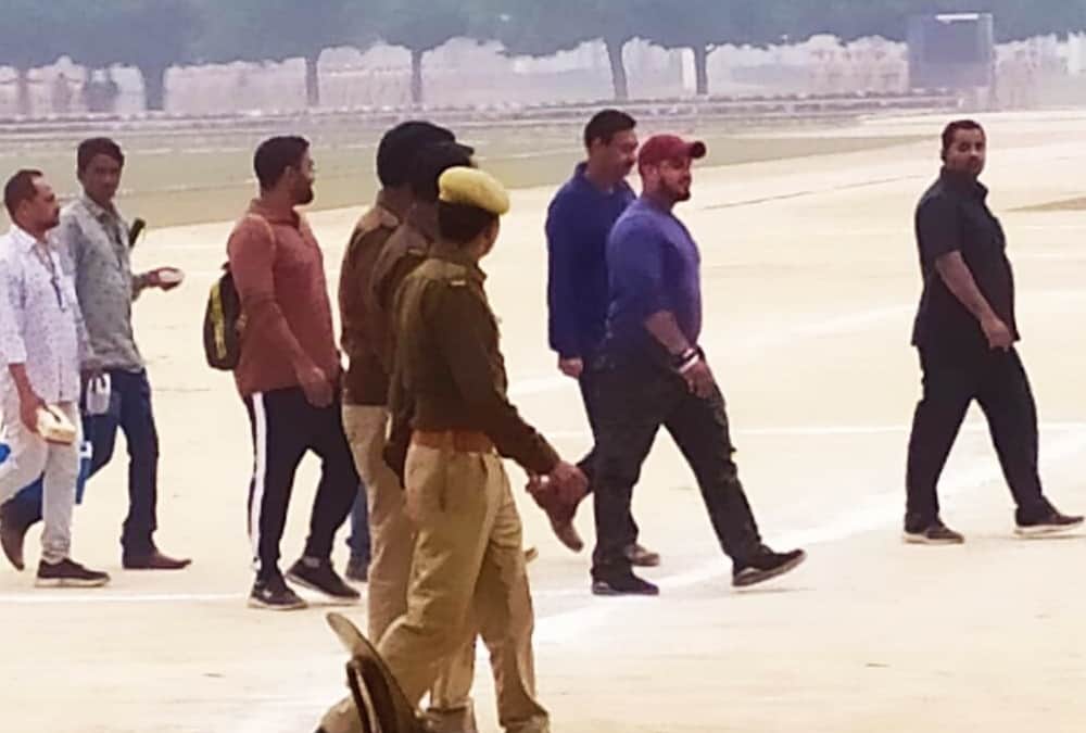 Ajay Devgan been seen teaching football to players at La-Martiniere Ground