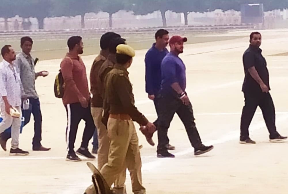 Ajay Devgan been seen teaching football to players at La-Martiniere Ground