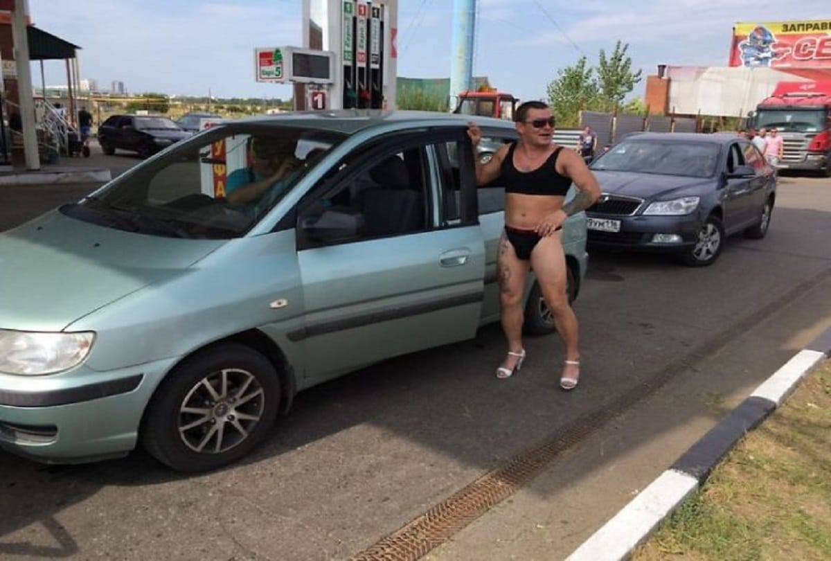 russia men in bikini for free fuel