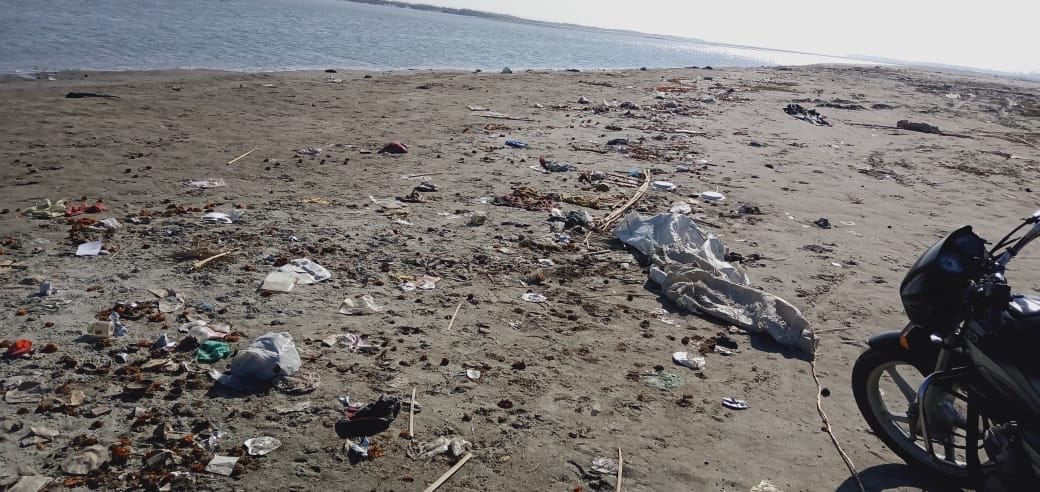 the banks of the holy ganga coverde from dirt