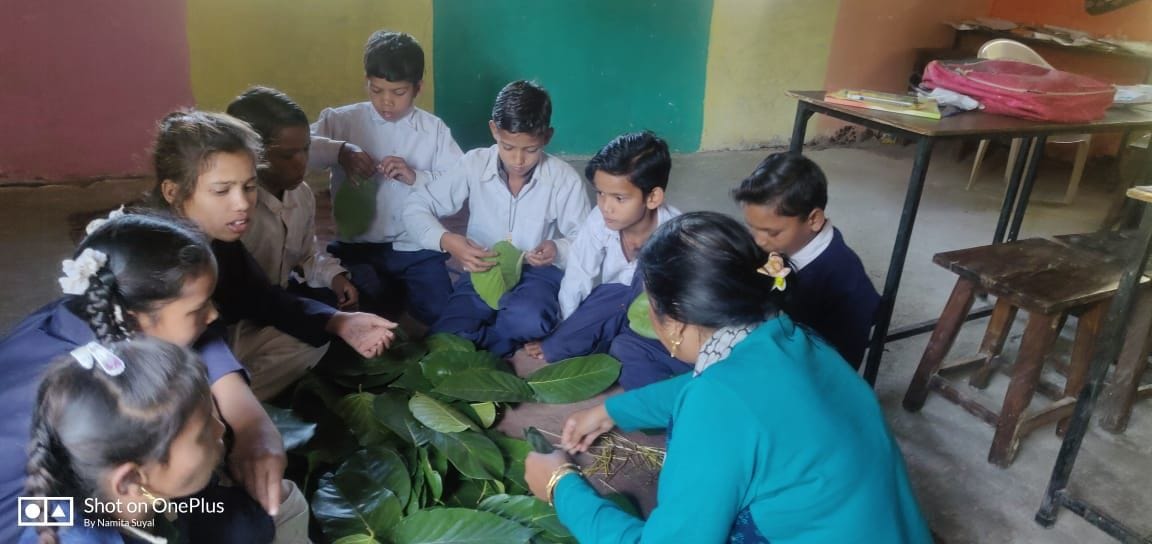 Mid-day meal served in a plate of Sal leaves