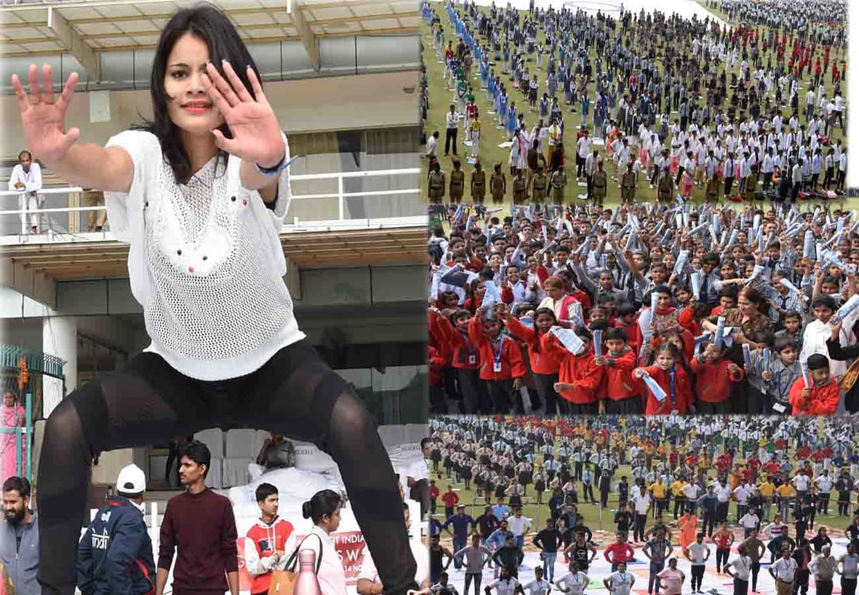 Healthy Family Fit India, Thousands of children formed a human chain in Green Park kanpur