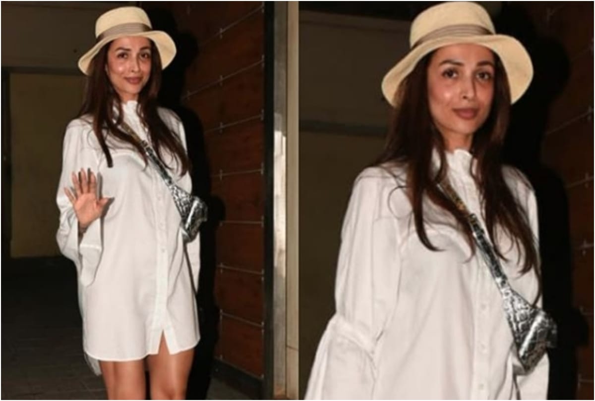 malaika arora stuns at sister amrita arora home in white shirt dress