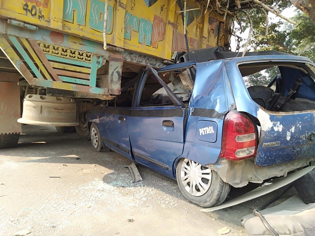 Uncontrollable car entered into truck, young man died